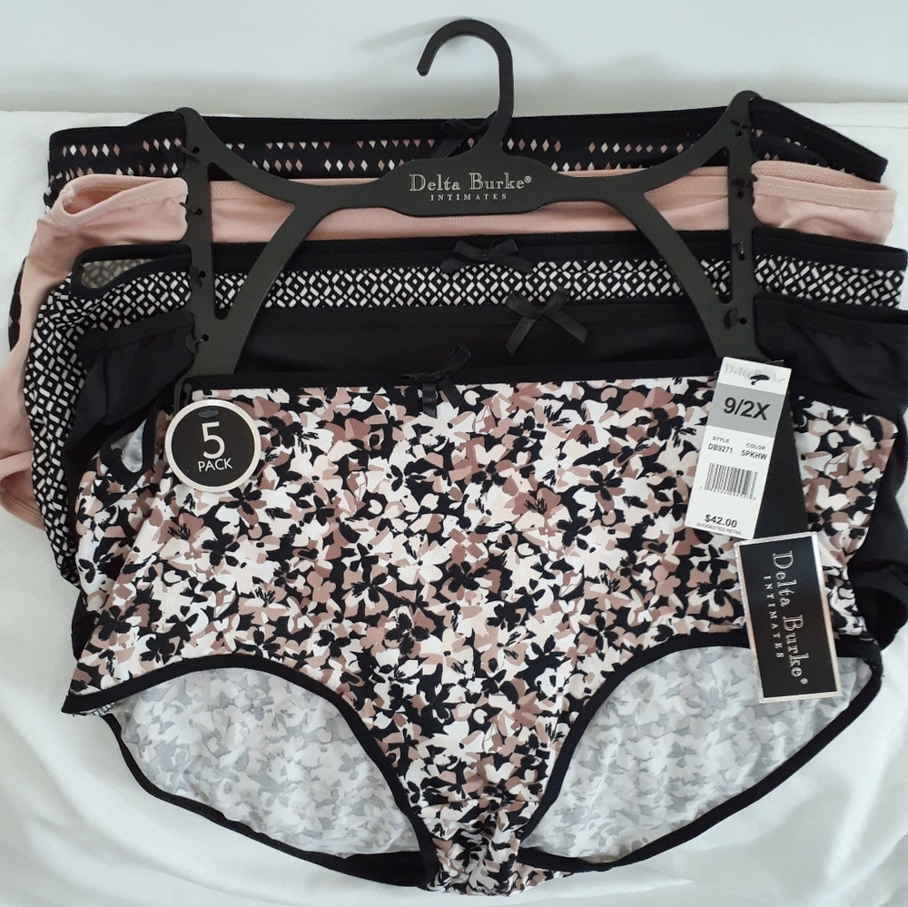 Women's Delta Burke Panties Briefs Plus Size 5 pack Brown/Taupe Geometric